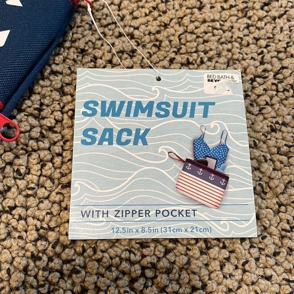 NWT Swim Suit Wet Bag w/ Anchors & Stripes